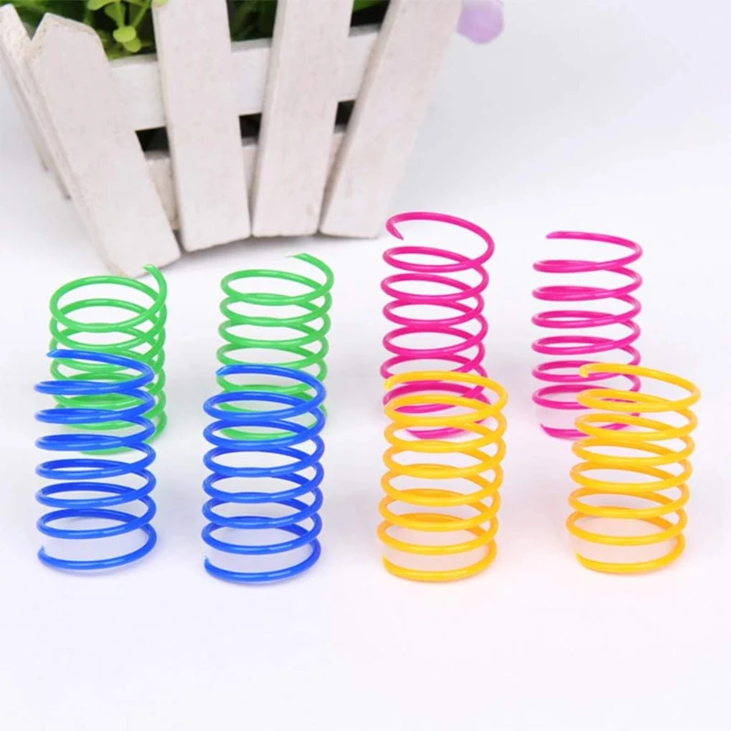 12-Piece Cat Spiral Spring Toy Set, Interactive and Durable Heavy Plastic Springs for Swatting, Biting, Hunting, 2" L x 1" W x 1" H, Multicolor