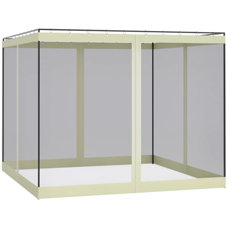 Outsunny Gazebo Mosquito Netting Replacement, 4-Panel Canopy Screen Walls with Zipper for 10' x 10' Gazebo, (Sidewall Only), Beige