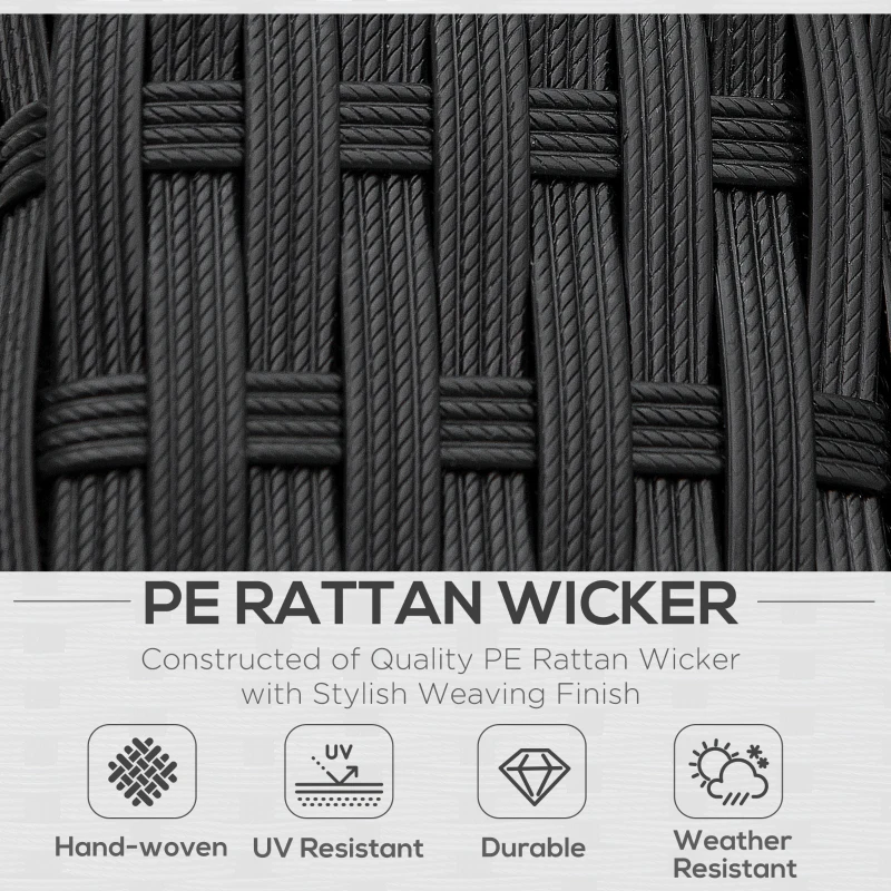 Outsunny 4-Piece Rattan Wicker Furniture Set, Outdoor Cushioned Conversation Furniture with 2 Chairs, Loveseat, and Glass Coffee Table, White