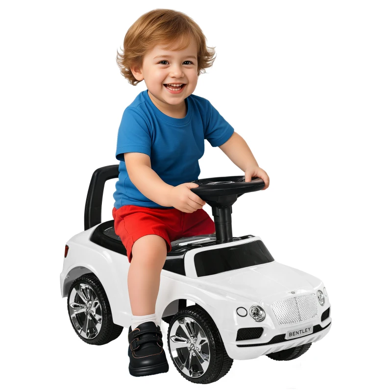 Qaba Bentley Bentayga Licensed Baby Car Foot To Floor with Horn Music, Under-Seat Storage, for 18-36 Months, White