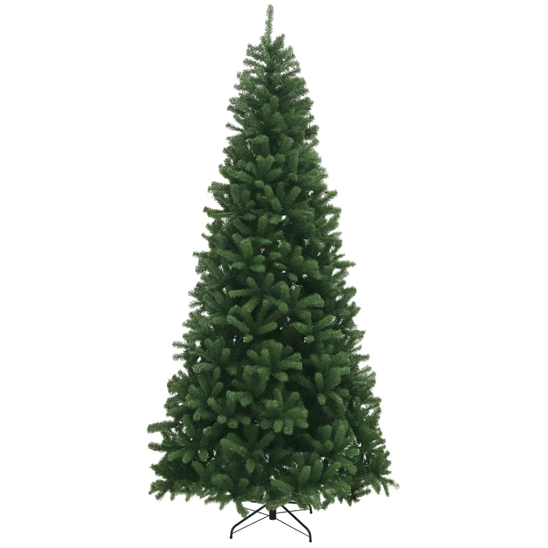 HOMCOM 9ft Artificial Christmas Trees with 2132 Branch Tips, Auto Open and Steel Base, Green