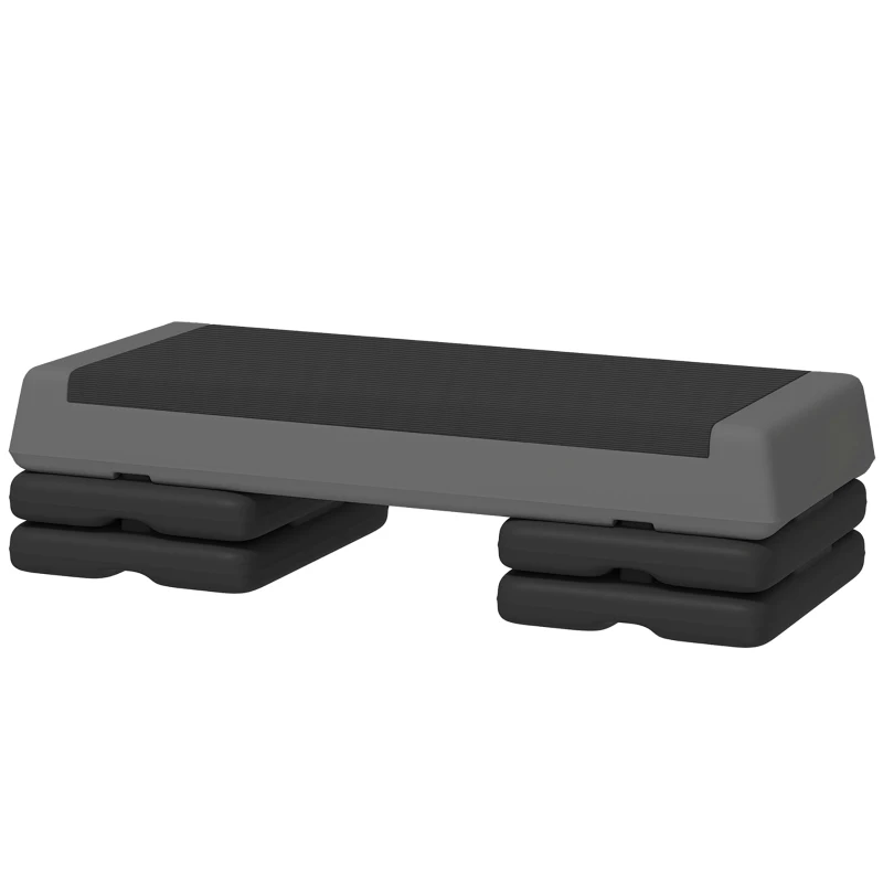 Soozier Adjustable Exercise Step Platform, 3-Level with Risers 4", 6", 8" Aerobic Stepper, 550lbs Weight Capacity, Grey