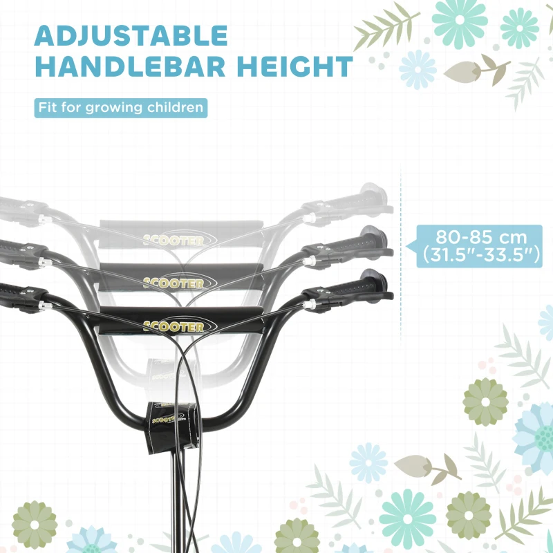 Aosom Dual Brakes Kick Scooter 12-Inch Inflatable Front Wheel Ride On Toy for Age 5+, Blue