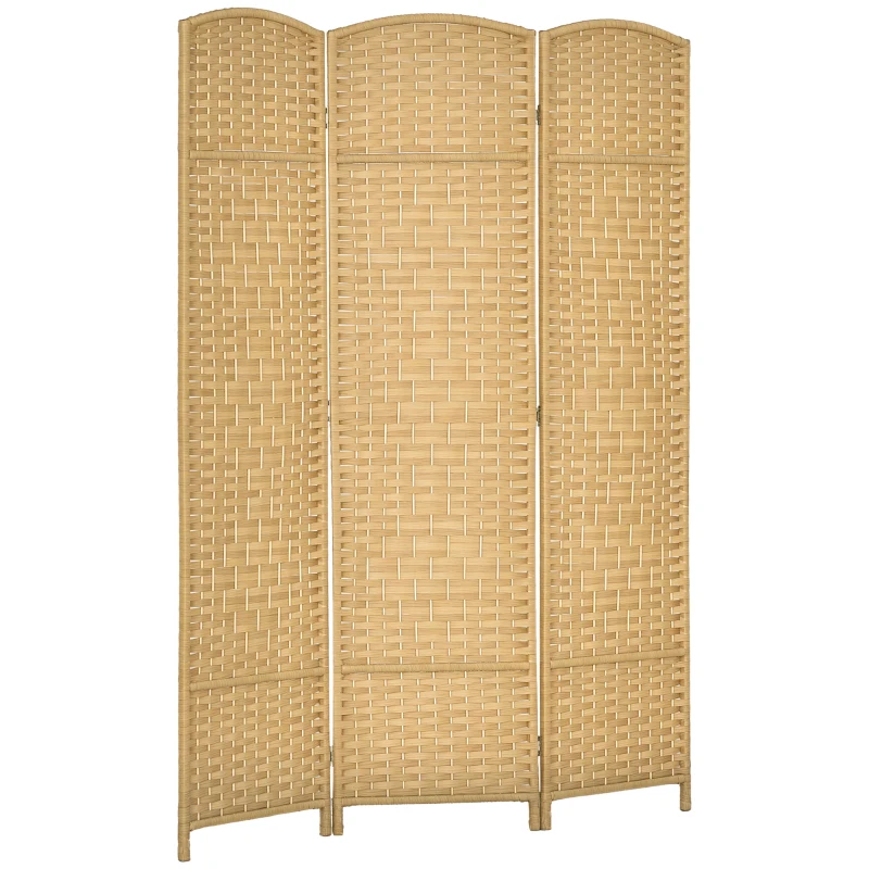 HOMCOM Folding Room Divider Screen 3 Panel 6' Tall Privacy Screen Freestanding Wood Partition for Home Office, Nature Wood