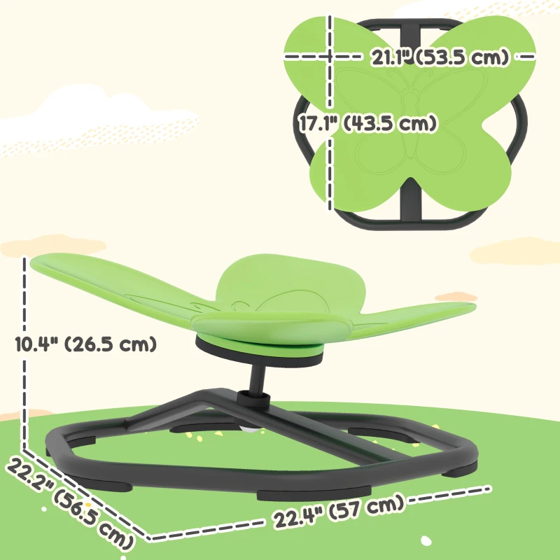 Qaba Butterfly-Shaped Kids Swivel Chair, Non-Slip Sit and Spin Sensory Chair for Training Body Coordination, Green