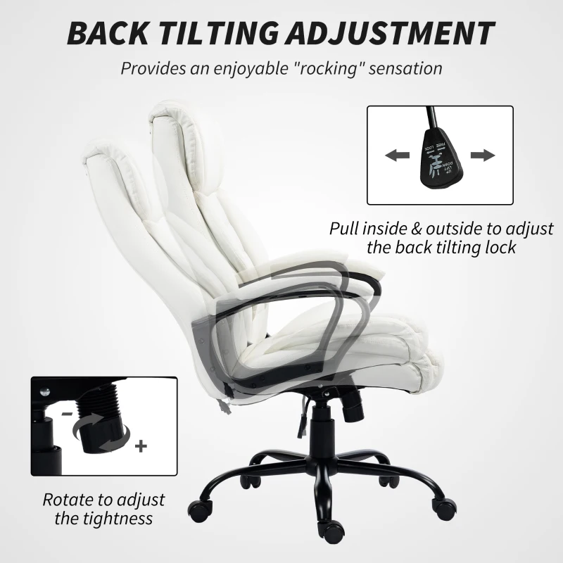 Vinsetto Massage Office Chair, High Back Executive Office Chair with 6-Point Vibration, Adjustable Height, White