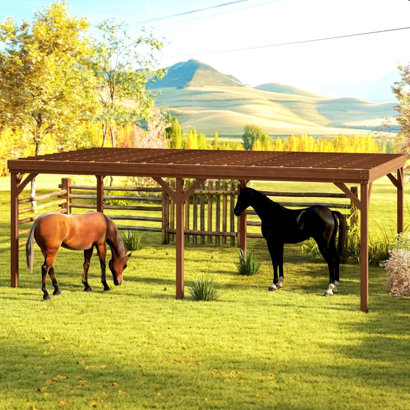 Outsunny 12' x 20' Outdoor Wooden Pergola, Grape Vine Gazebo with Concrete Anchors for Garden, Patio, Backyard, Deck, Brown(m-7)