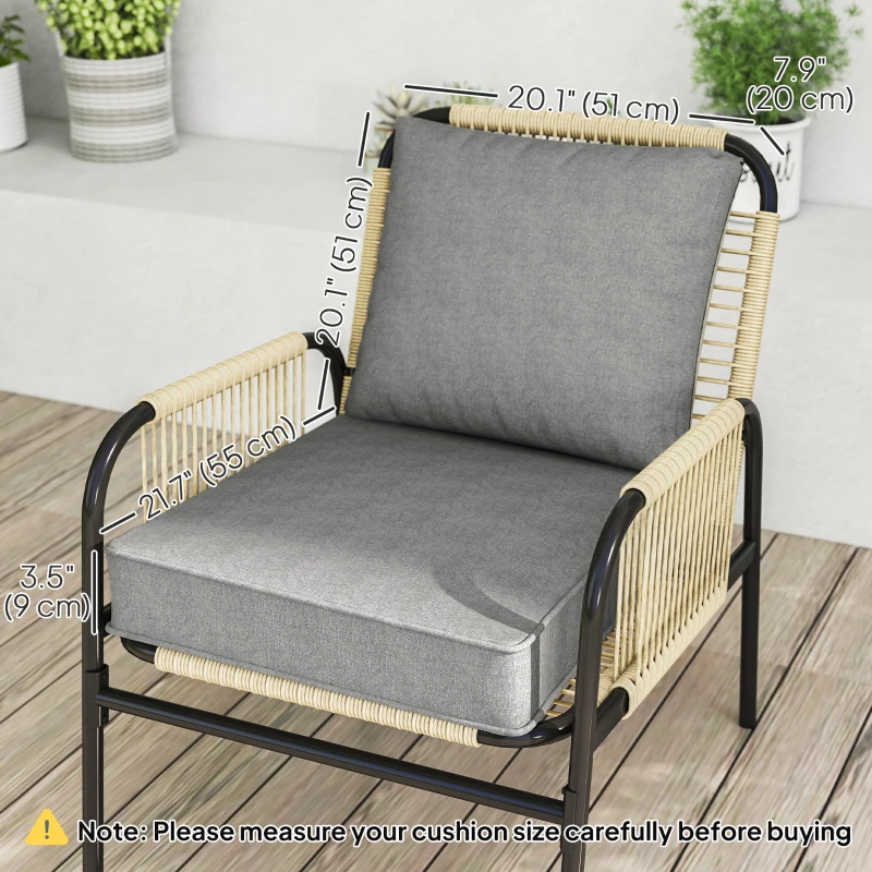 Outsunny 2-Piece Patio Chair Cushions with Ties, UPF50+ Seat Patio Cushions Set for Garden Furniture, Light Grey
