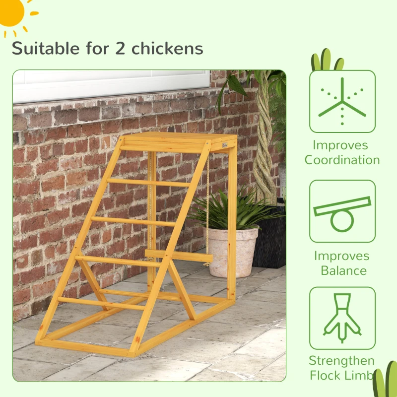 PawHut Chicken Activity Play for Healthy & Happy Animals with Chicken Perches & Hen Ladder, Chicken Coop Toy, Yellow