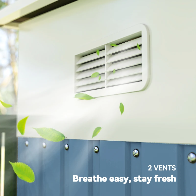 Outsunny 11' x 9' Metal Outdoor Storage Shed, Tool House with Double Lockable Doors for Backyard, Patio, Lawn, Garage, Blue