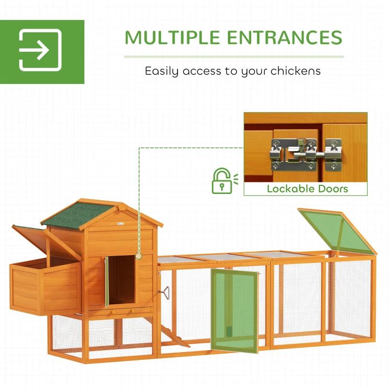 PawHut Extra Large Run Included Chicken Coop with Removable Tray Orange