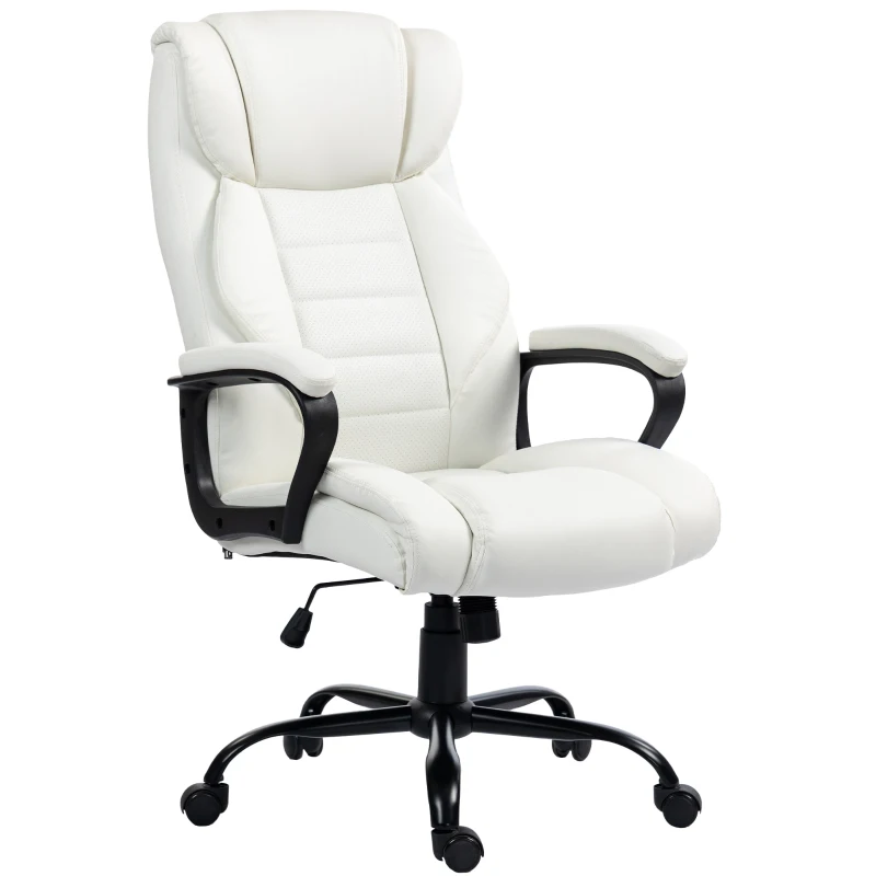 Vinsetto Massage Office Chair, High Back Executive Office Chair with 6-Point Vibration, Adjustable Height, White