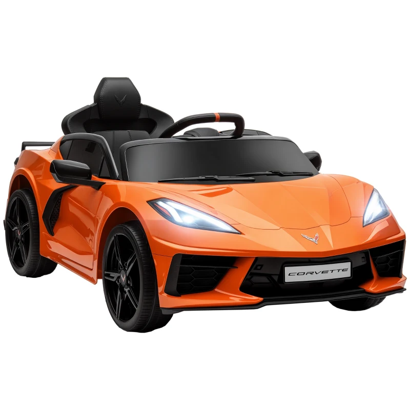 Qaba Chevrolet Corvette Licensed 12V Kids Electric Car with Parental Remote Control, Suspension System, Slow Start, Orange