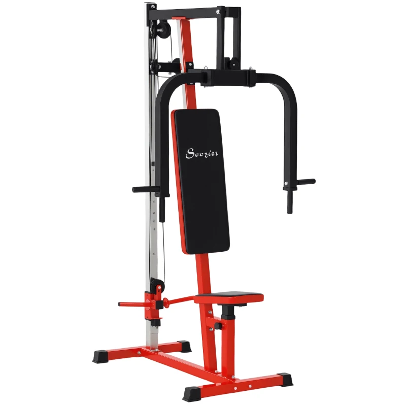 Soozier Chest Fly and Chest Press Machine for Back, Pectoral, Rear Deltoid and Shoulder Training, Red