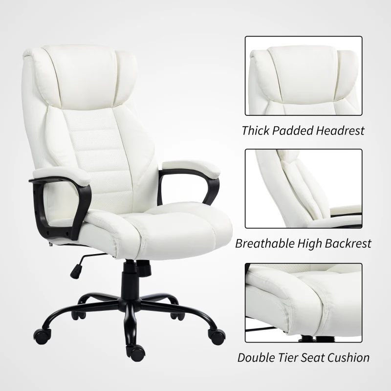 Vinsetto Massage Office Chair, High Back Executive Office Chair with 6-Point Vibration, Adjustable Height, White