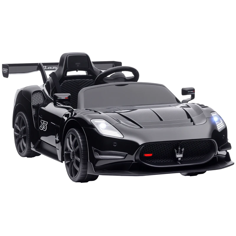 Qaba Maserati GT2 Licensed Ride On Car, 12V 3MPH Battery Powered Electric Car w/ Shock-Absorbers, Auxiliary Wheels, Black