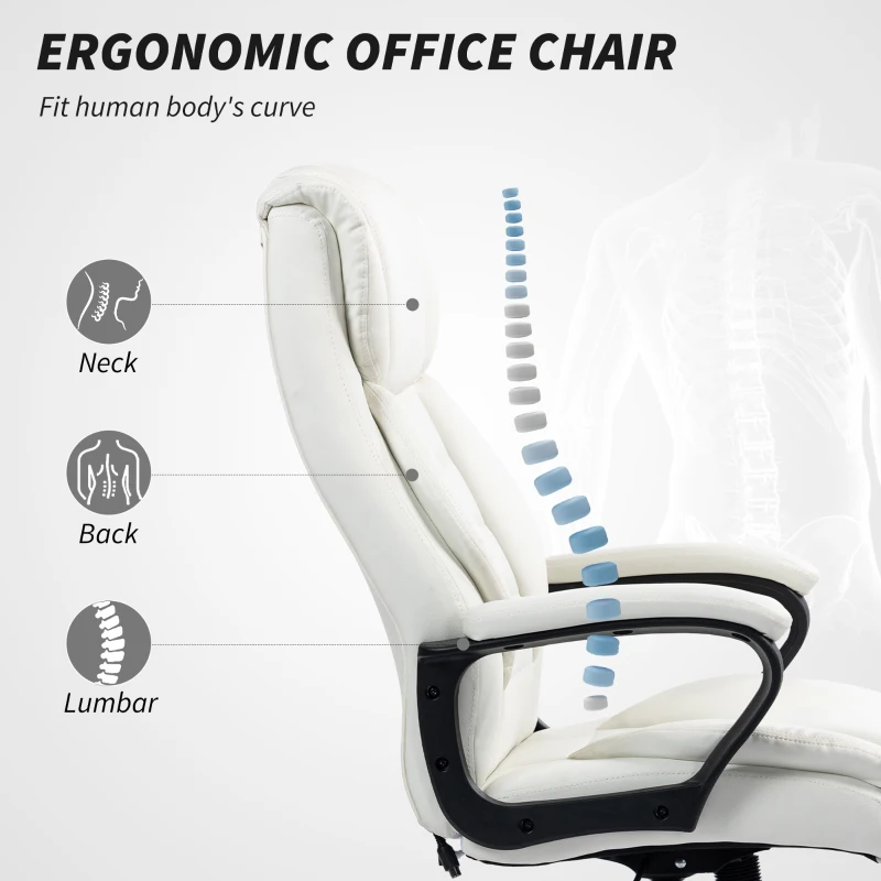 Vinsetto Massage Office Chair, High Back Executive Office Chair with 6-Point Vibration, Adjustable Height, White