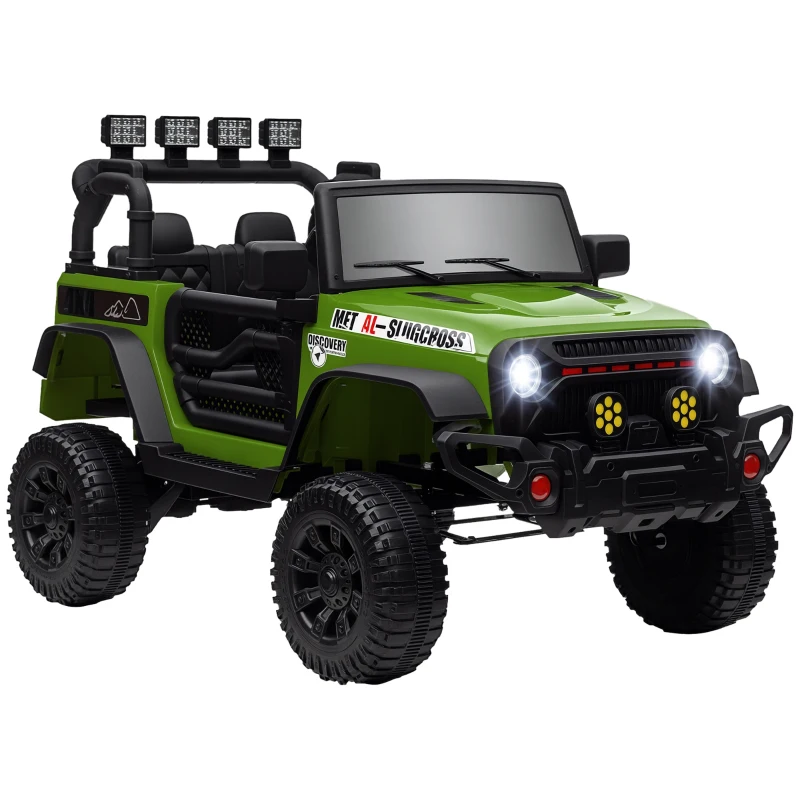 Qaba 12V Battery Powered Ride on Car, Ride on Truck w/ Remote, 4 Suspension Wheels, Music Horn Lights, Green