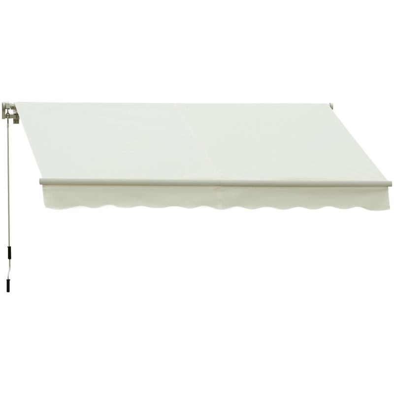 Outsunny 10' x 8' Manual Retractable Sun Shade Patio Awning - Cream White