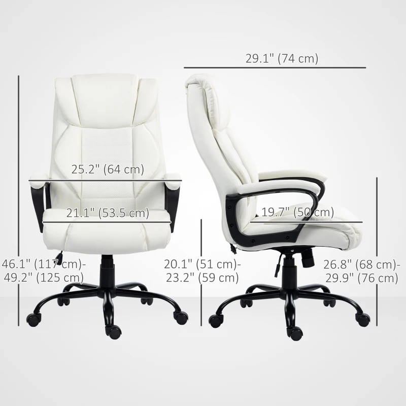 Vinsetto Massage Office Chair, High Back Executive Office Chair with 6-Point Vibration, Adjustable Height, White