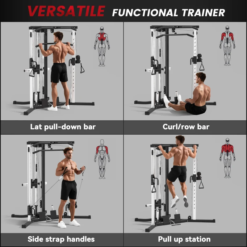 Soozier Multifunctional Home Gym Machine with Pull Up Bar, 15-Position Adjustable Strength Training Workout Station