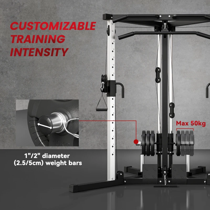 Soozier Multifunctional Home Gym Machine with Pull Up Bar, 15-Position Adjustable Strength Training Workout Station