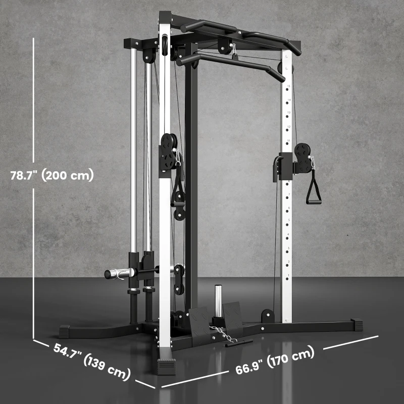 Soozier Multifunctional Home Gym Machine with Pull Up Bar, 15-Position Adjustable Strength Training Workout Station