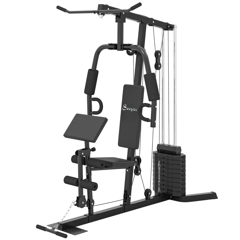 Soozier Multi-Exercise Home Gym Station with 99lbs Weight Stack, for Full Body Workout