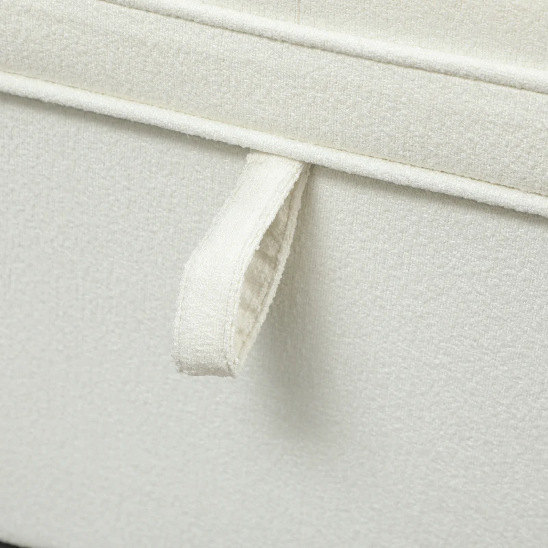 HOMCOM Storage Ottoman Bench, Foot Rest with Safety Hinges, 47 Inches Linen Storage Chest for Living Room, Cream White