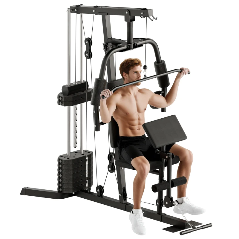 Soozier Multi-Exercise Home Gym Station with 99lbs Weight Stack, for Full Body Workout
