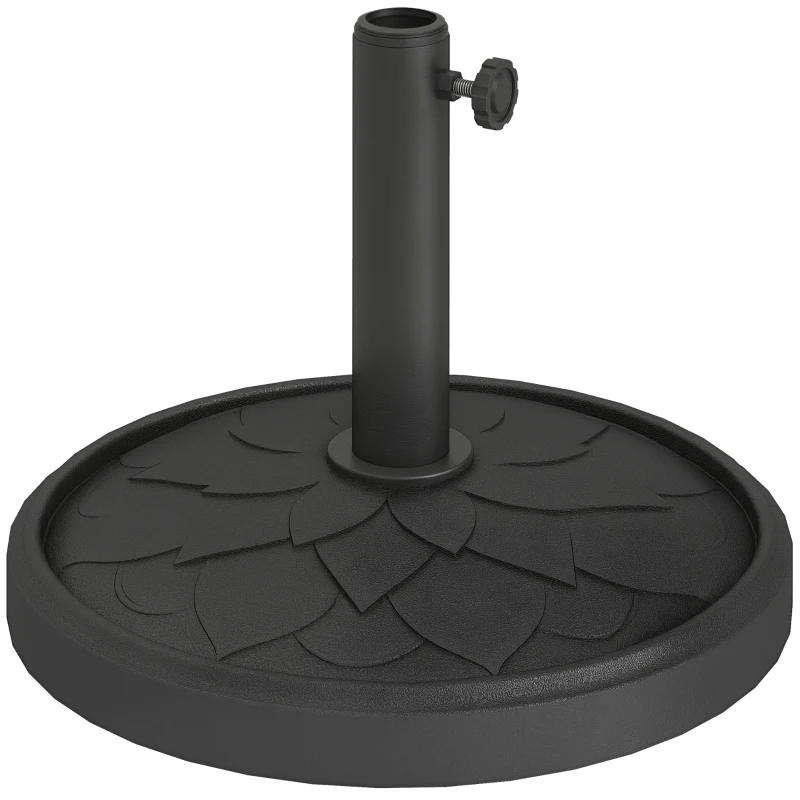 Outsunny Round Patio Umbrella Base, 26 lbs Resin Umbrella Stand Base, Heavy Duty Patio Umbrella Holder for 1.3"/1.5"/1.9" Umbrella Poles for Outdoor, Lawn, Poolside, Black