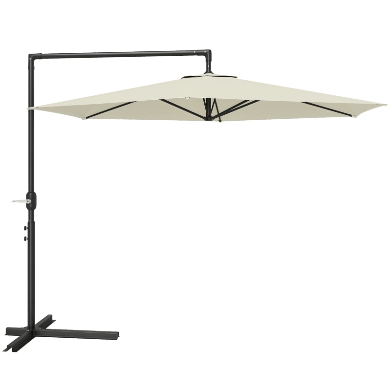 Outsunny 9.5FT Offset Patio Umbrella with Crank, Cross Base, Round Hanging Cantilever Umbrella for Pool, Backyard, Deck, Garden