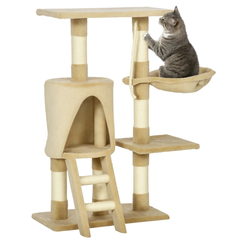PawHut 37.8” Cat Activity Tree Tower Center Scratching Pet Furniture Brown