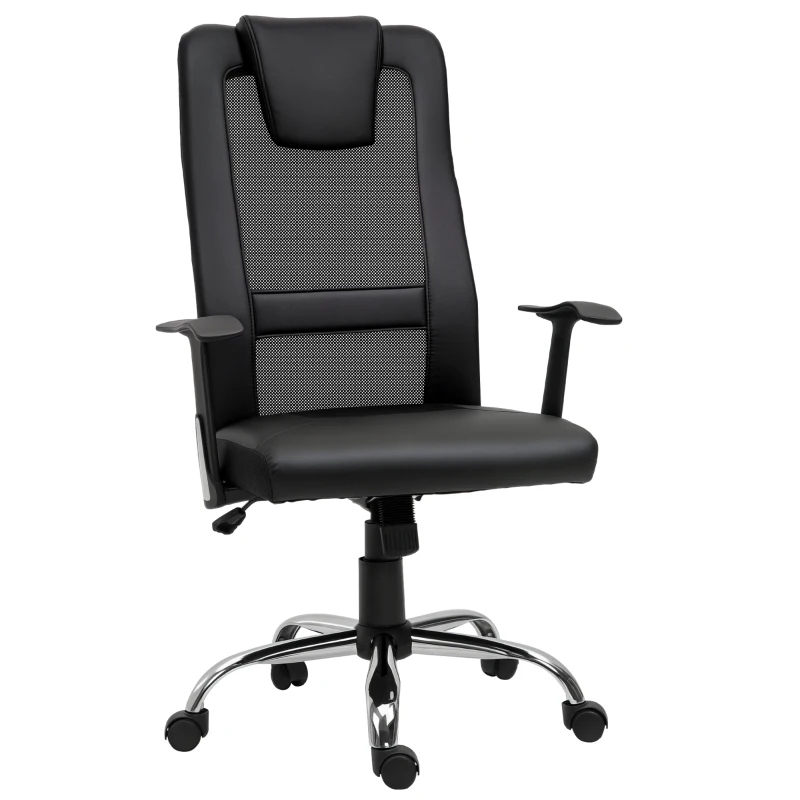 Vinsetto Ergonomic Office Chair with Thick Padded Headrest, Mesh Computer Desk Chair with Tilt Function, Armrest, Black