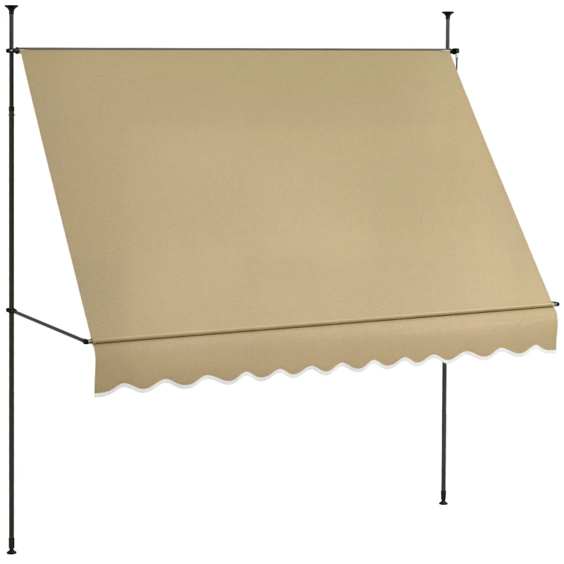 Outsunny 10' x 4' Manual Retractable Awning, Non-Screw Patio Awning, UV Resistant, for Window or Door, Beige