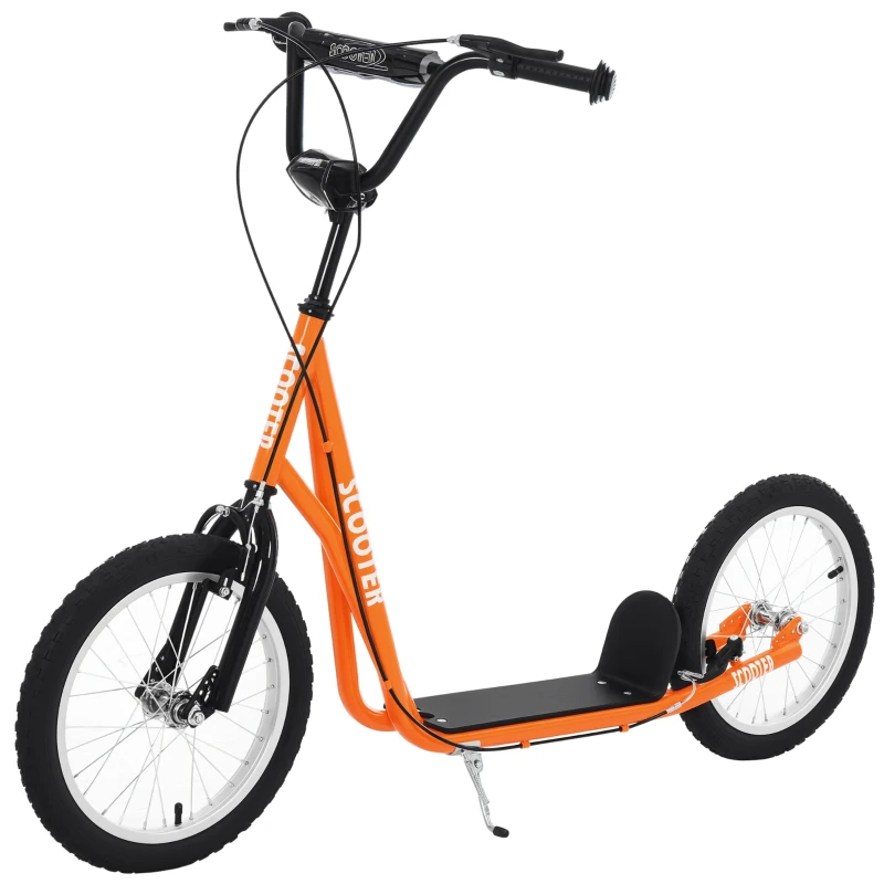 Aosom Youth Scooter Kick Scooter for Kids 5+ with Adjustable Handlebar Front and Rear Dual Brakes, Orange