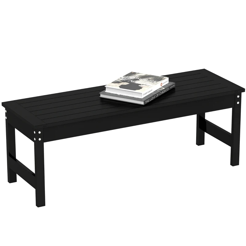 Outsunny 47" Outdoor Bench Seat, HDPE All-Weather Garden Bench, Backless Slatted Patio Bench for Yard, Porch, Park, Black