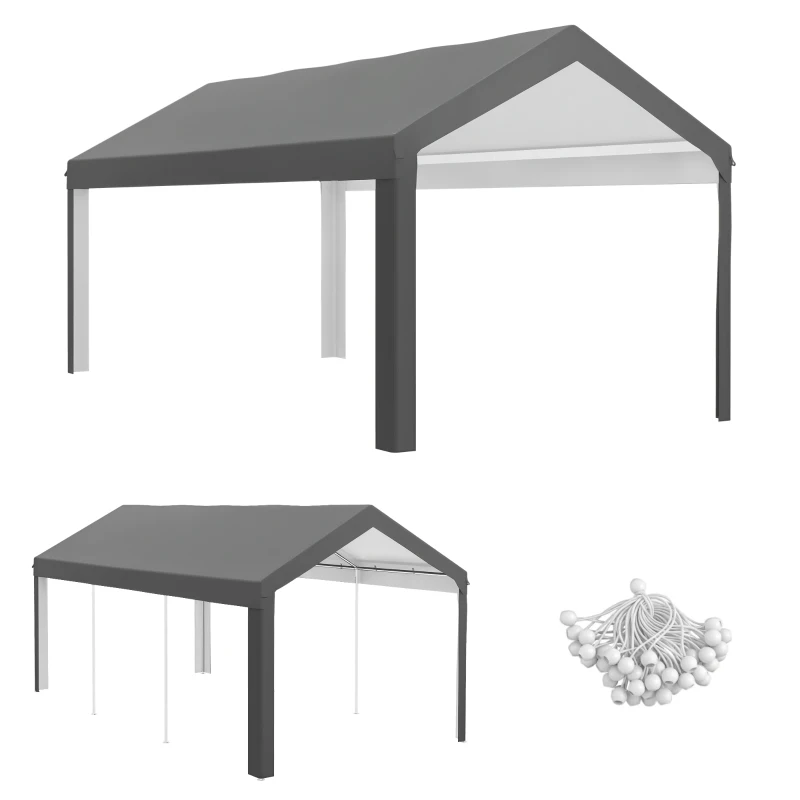 Outsunny 10 x 20ft Carport Roof, UV Resistant Canopy Replacement, Fits 84C-378V00 and 84C-206 Series, Dark Gray