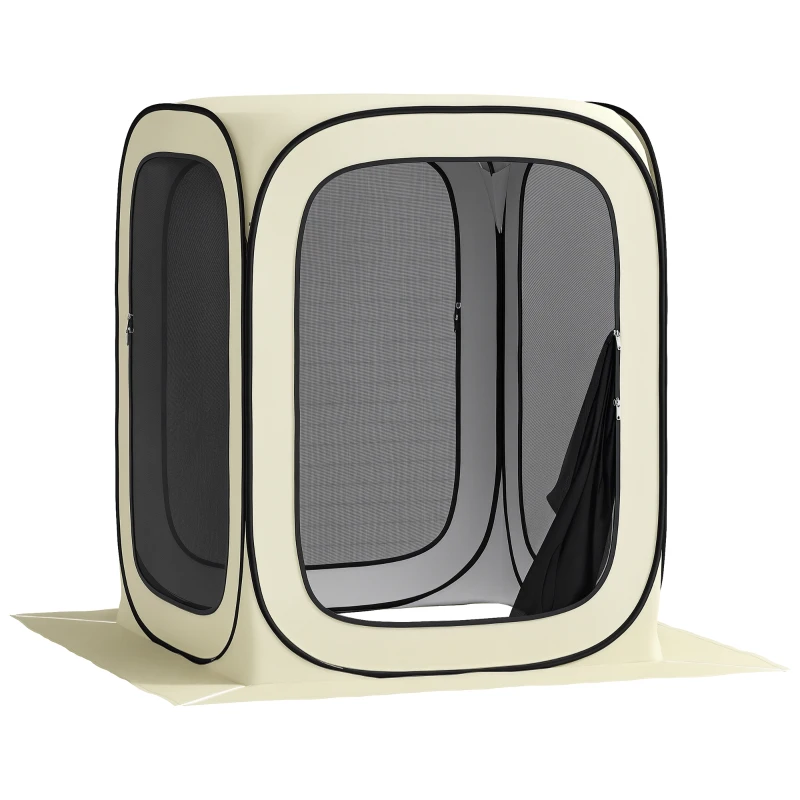 Outsunny 6 x 6ft Pop Up Screen Tent, UPF50+ Portable Camping Gazebo Screen House with Carry Bag, Beige