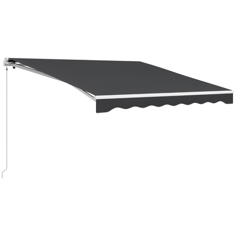 Outsunny 10' x 8' Electric Awning, Retractable Awning, UV Protection Sun Shade Shelter with Remote Controller and Manual Crank Handle for Deck, Balcony, Yard, Dark Gray