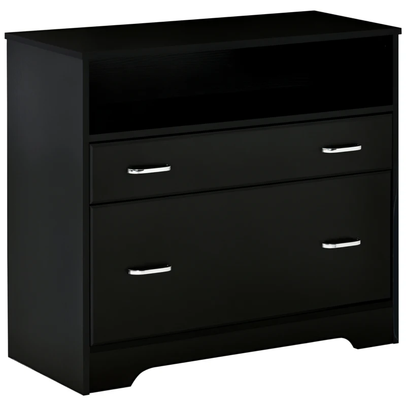 Vinsetto Lateral File Cabinet with 2 Drawers,  Filing Cabinet for Hanging Letter Sized Files, Office Printer Stand, Black