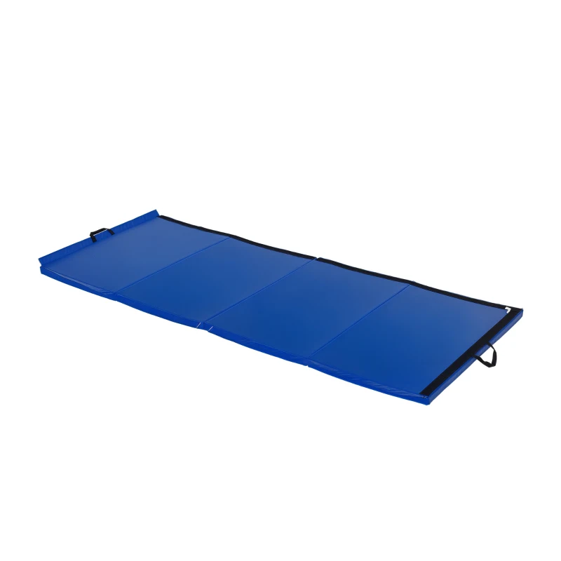 Soozier 4'x10'x2'' Folding Gymnastics Tumbling Mat, Exercise Mat  with Carrying Handles for Yoga, MMA, Martial Arts, Stretching, Core Workouts, Dark Blue