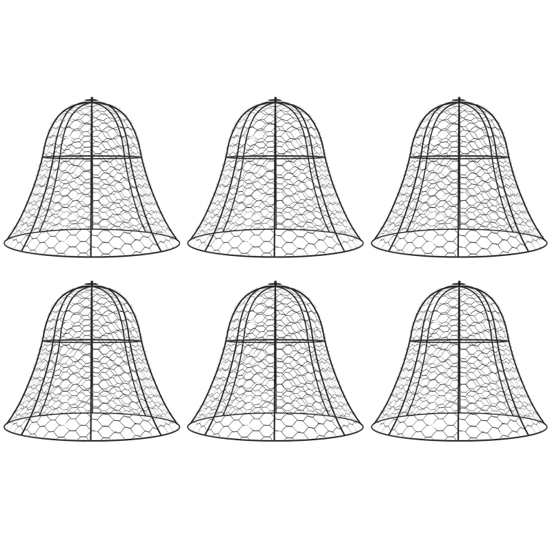 Outsunny 6 Pack Garden Cloches for Plants, 16" x 13" Metal Crop Cage, Plant Cages to Keep Animals Out, Black