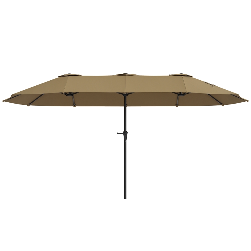 Outsunny 13 ft. Extra Large Patio Umbrella with Easy Crank Handle, Vents for Outdoor, Patio, UPF30+, Coffee