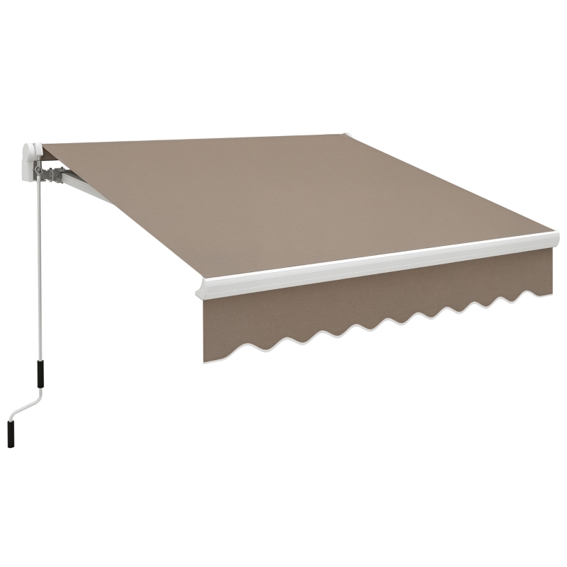 Outsunny 8' x 6.6' Patio Retractable Awning, Manual Exterior Sun Shade Deck Window Cover, Brown