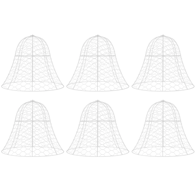 Outsunny 6 Pack Garden Cloches for Plants, 16" x 13" Metal Crop Cage, Plant Cages to Keep Animals Out, White