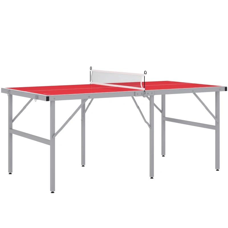 Soozier Portable Ping Pong Table Set, Table Tennis Table w/ Net, 2 Paddles, 3 Balls for Outdoor and Indoor, Easy Assembly, Red