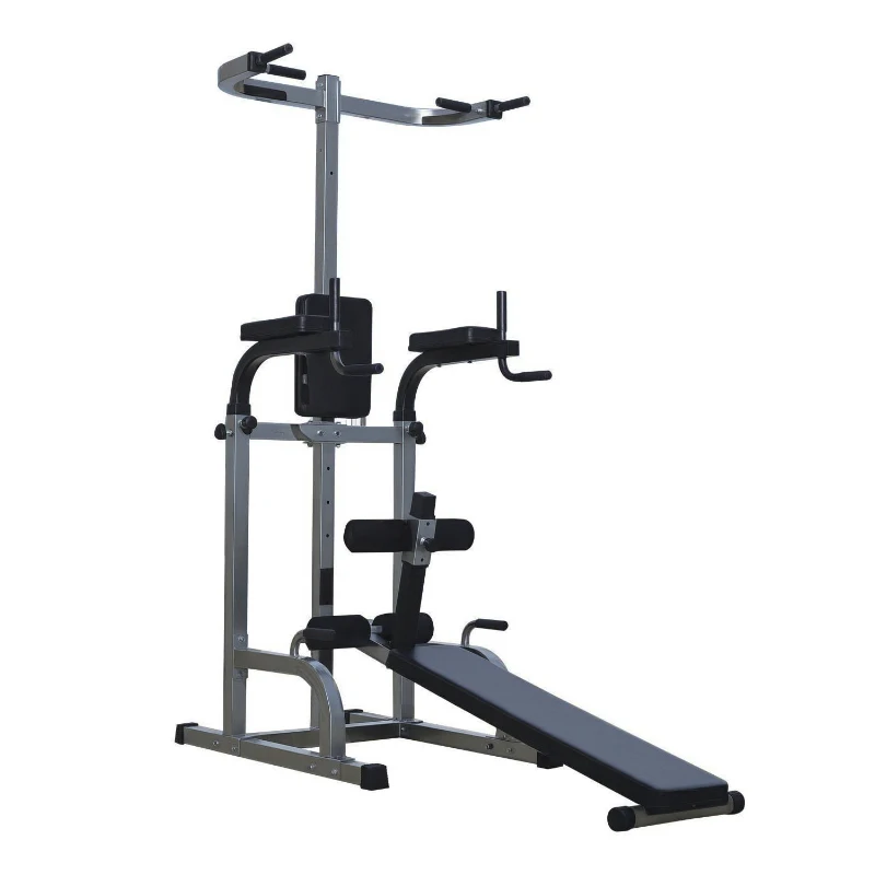 Soozier Multi-function Power Tower with Dip Station, Sit-up Bench, Pullup Bar, Push up Station, Combo Exercise Home Gym Fitness Equipment