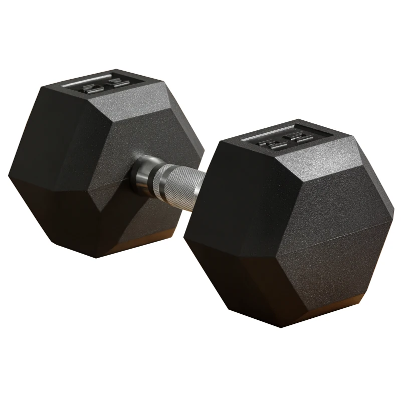 Soozier 35lbs Rubber Hex Dumbbells Weight Dumbbell Hand Weight Barbell for Body Fitness Training for Home Office Gym, Black