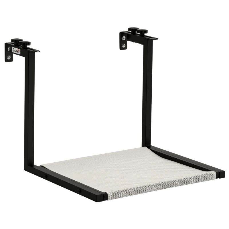 PawHut Wall-Mounted Cat Shelf, Kitten Perch, Kitty Furniture with Breathable Mesh Mat for Relaxing, Sleeping, Black